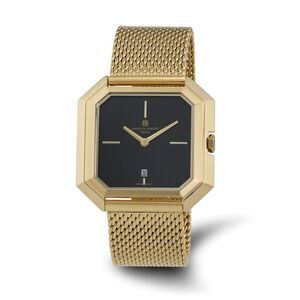 Charles Hubert Mens IP-plated Stainless Mesh Black Dial Quartz Watch